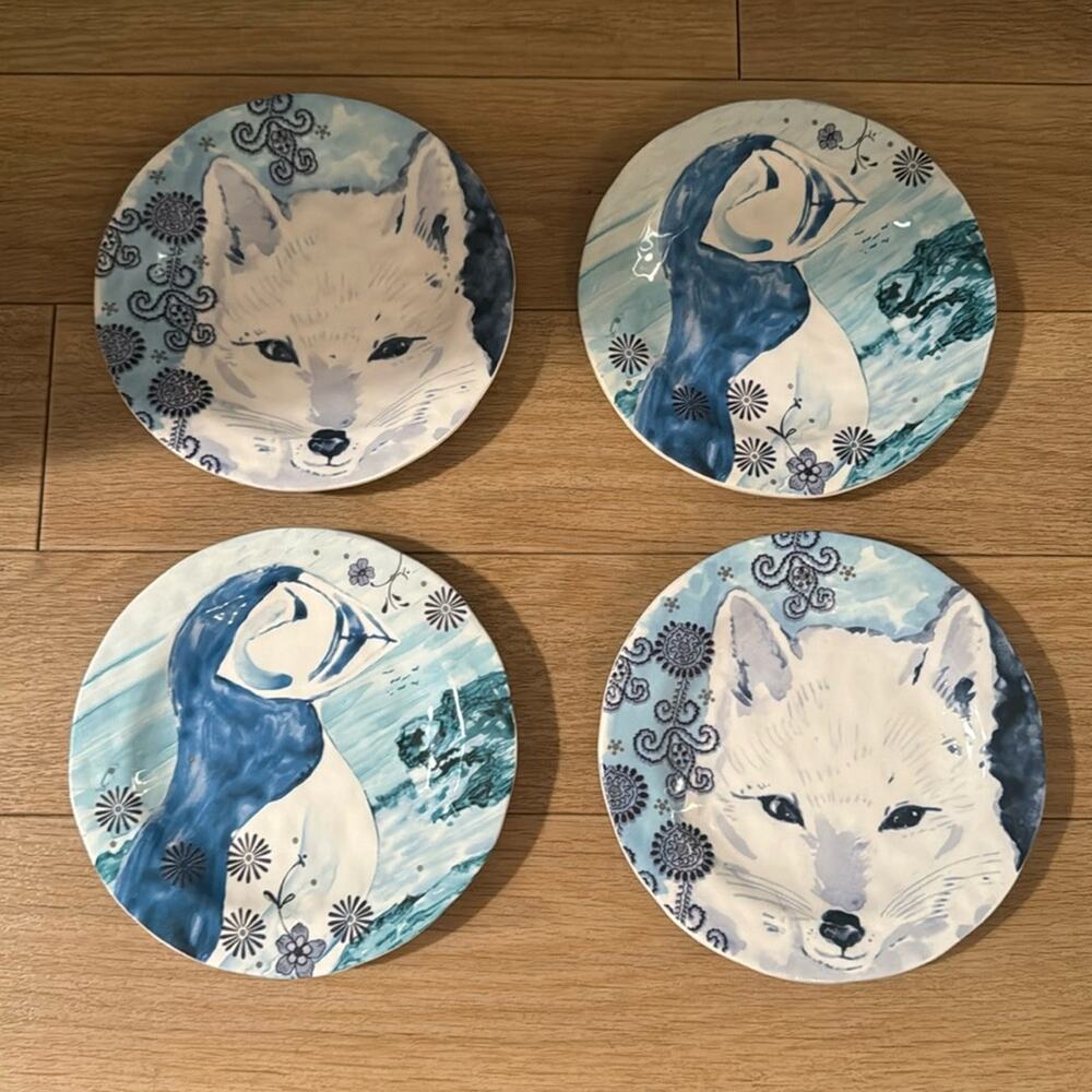 Anthropologie winter friends canapé plates. Set of 4